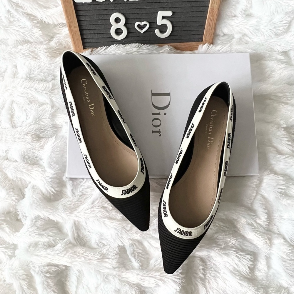 ✅SOLD✅Christian Dior Black Embroidered Ribbon Fabric Ballerina Flats size39Black